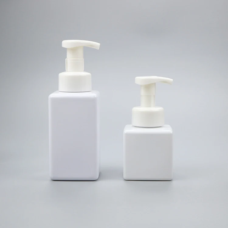 Custom PET PETG Plastic 250ml 450ml 500ml 650ml 250 450 650 ml Square Shape Foam Pump Soap Cleansing Bottles