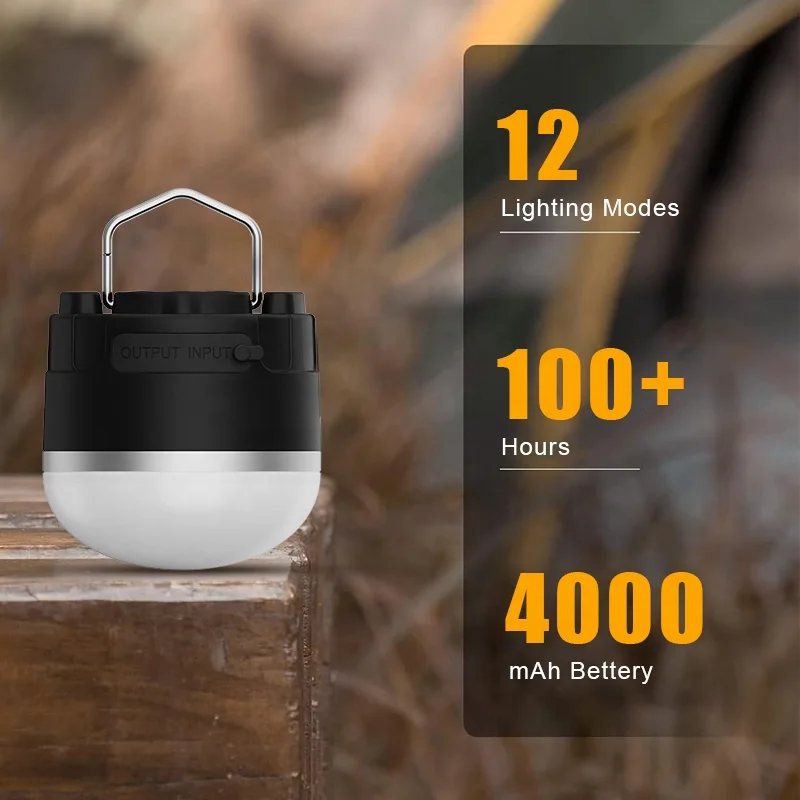 Питаемый кемпинговый фонарь белый теплый желтый свет 4000 мАч батарея Power Bank USB зарядка Палатка Лампа