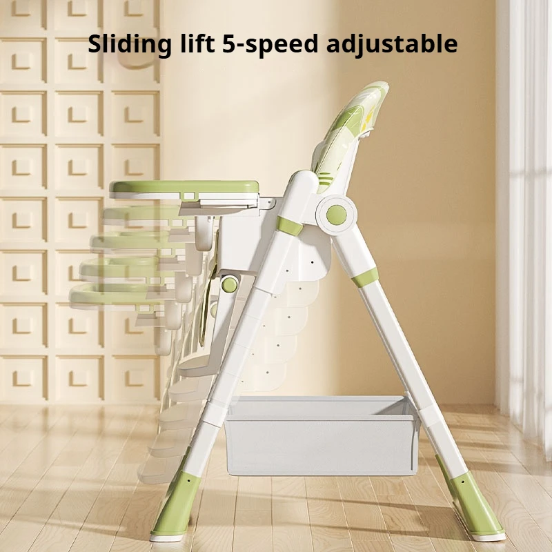 Baby Candy Color High Feeding Chair Portable Kids Table Foldable Dining Chair Adjustable Height Food Chair With Cushion