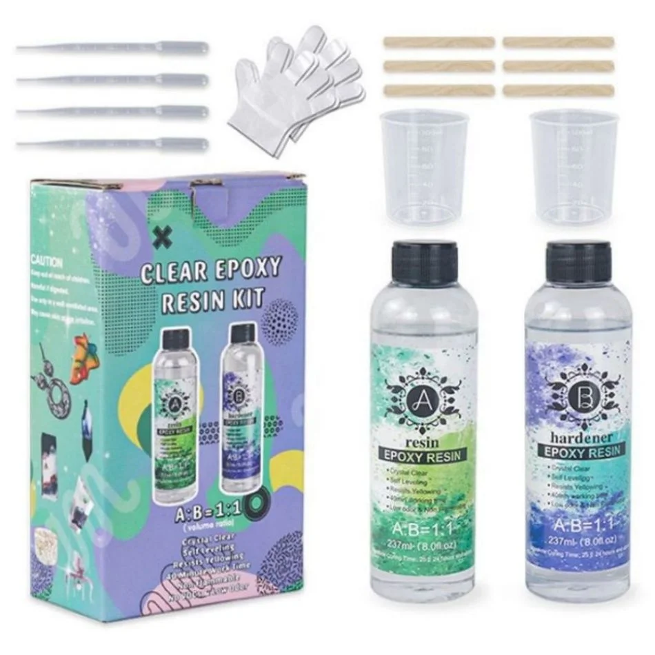 Resin Epoxy Magnet Set Coaster Crystal Clear Kit Stone Coat Incrustation Pour Resin Epoxy Resin Crystal Glue Kit