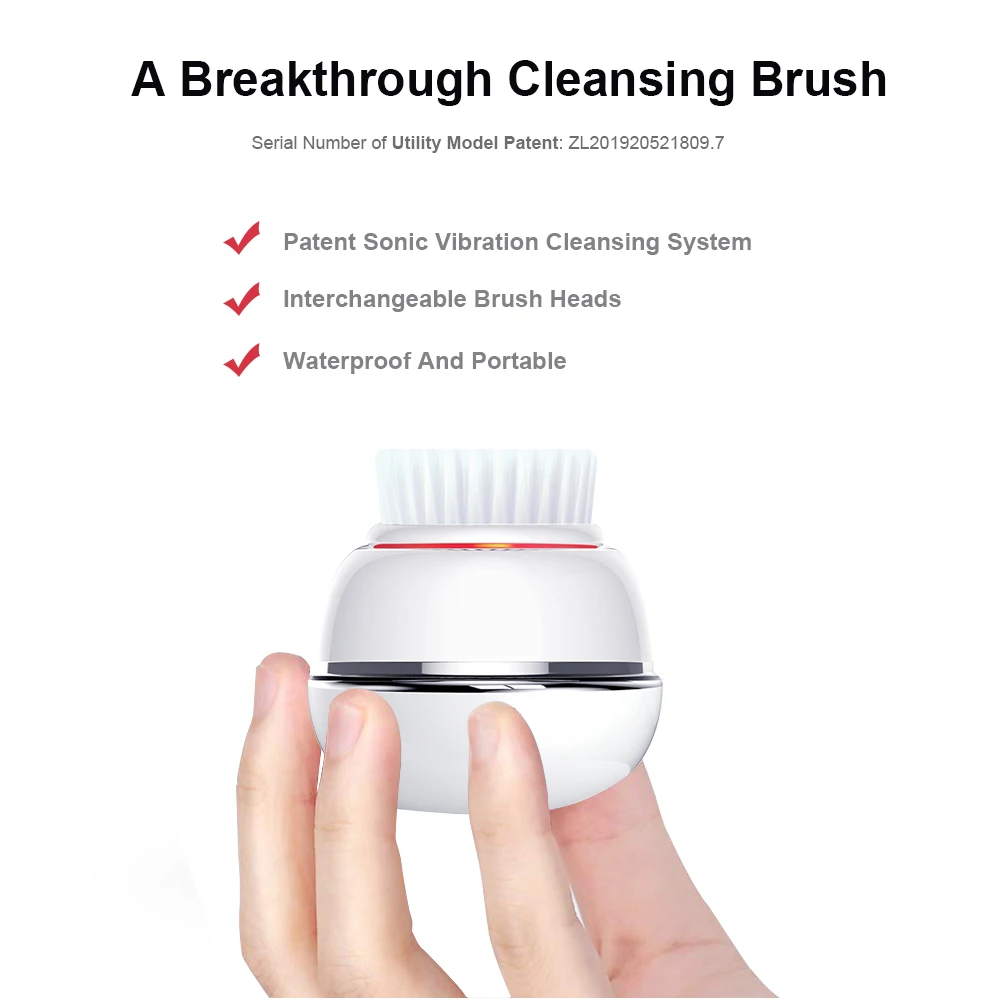 Mini IPX6  water-proof wireless charging silicone face cleansing brush deep exectric facial cleaner device with led light