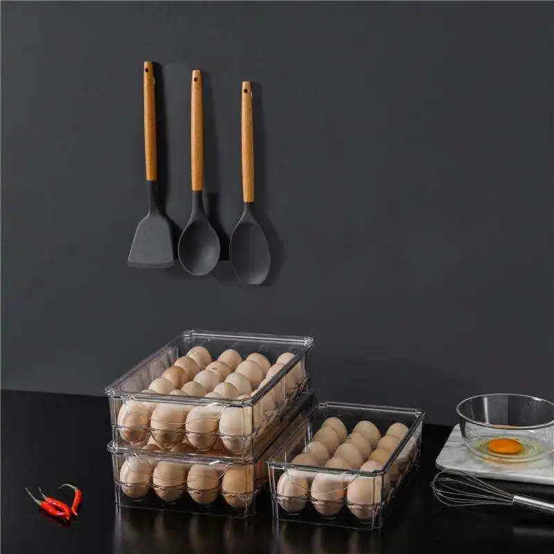 Пластиковый прямоугольник для хранения яиц организации холодильник коробка кухня