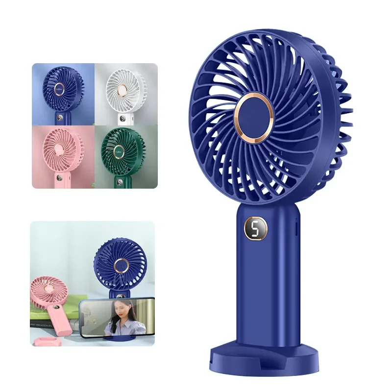 1200mAh USB Pocket Desktop Fan 1200 mAh Led Mini Portable Fan With Phone Holder