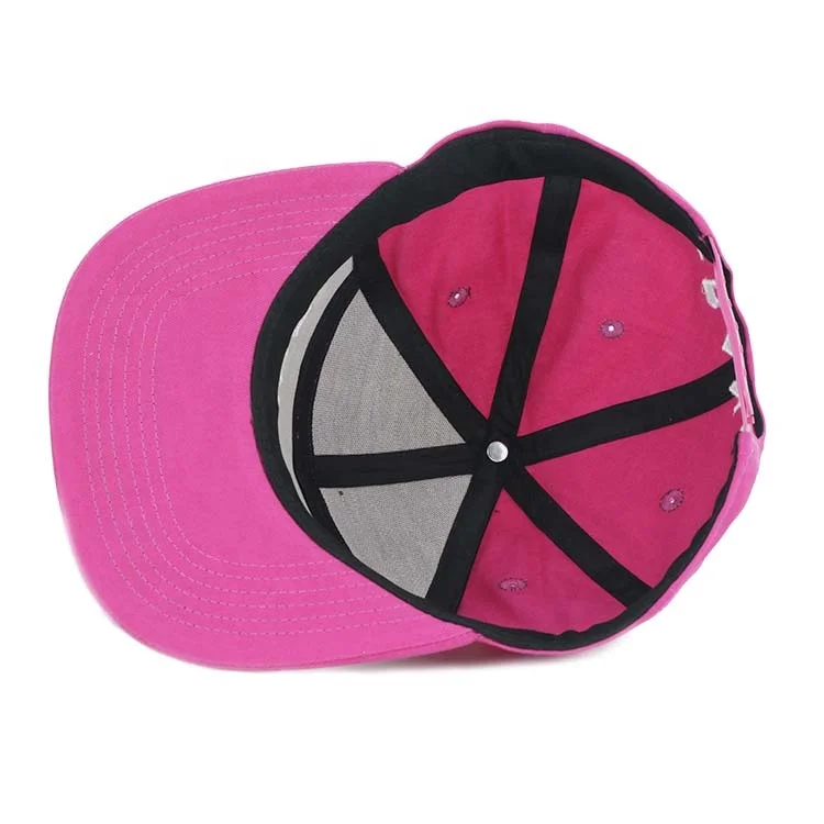 Cap Basketball Vintage Women Hip Hop Caps Wholesale Flat Brim Pink Custom Woven Patch Logo 7 Panel Snapback Hat Trucker Cap