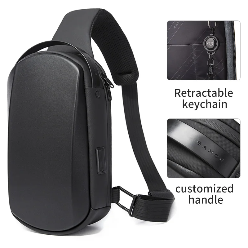 
2021 bange new design factory wholesale unisex usb travel outdoor waterproof portable men small shoulder crossbody sling bag 