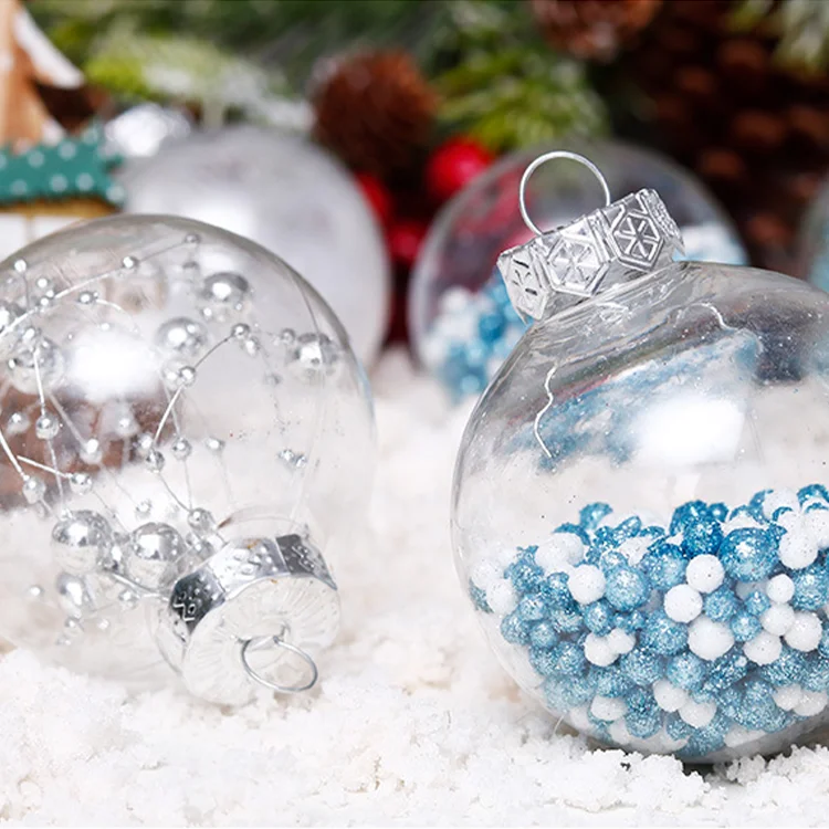 24pcs/box New Style Christmas Decoration Supplies 6cm Large Plastic Color Pattern Foam Particles Christmas Balls