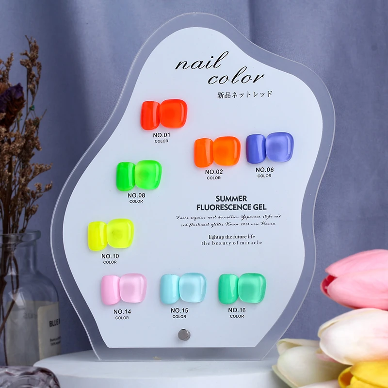 12 Summer Fluorescent Colors Hot Pink Orange UV Nail Gel Polish Nail Art Manicure Salon DIY at Home