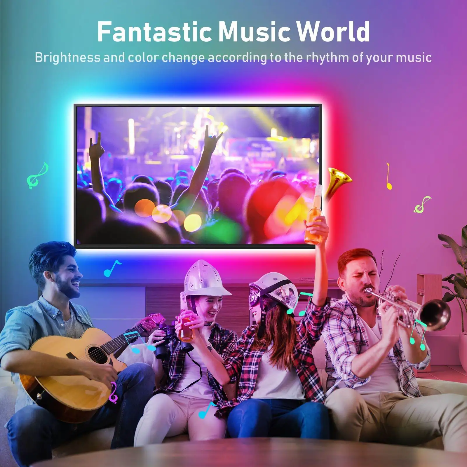 Wholesale 12V 5050 RGB Light Strip Bluetooth Smart App Waterproof LED Colorful Light Strip Set