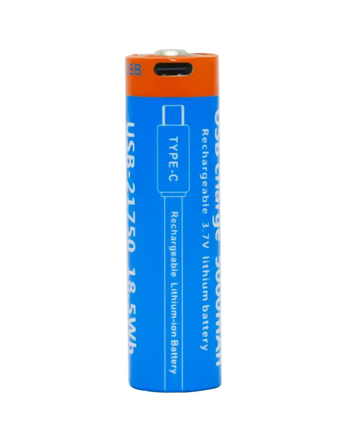 USB Type-C 21750 5000mAh Lithium Battery   3.7V 18.5Wh  Lithium-ion Battery