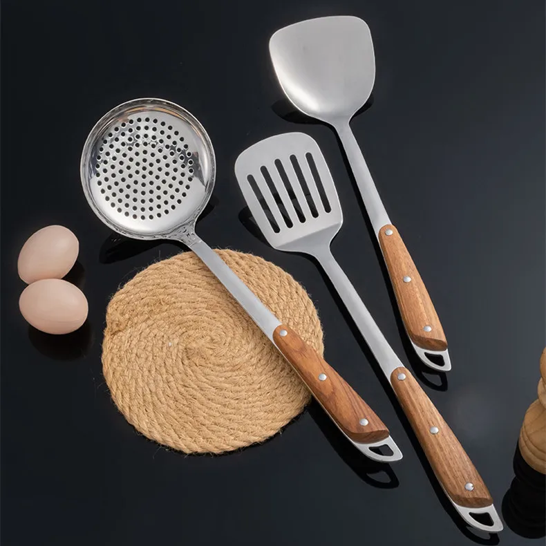 High Quality Kitchenware Stainless Steel Mirror Polish Cooking Spatula Ladle Luxury Cooking Utensils Set