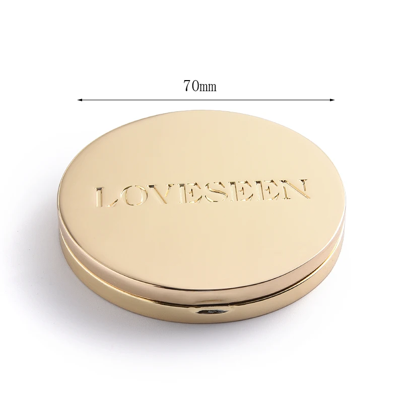 Souvenir Double Sided Customized Logo Metal Pocket Mirror Round Gold Make up Compact Mirror