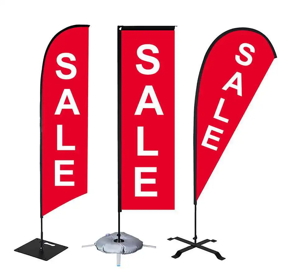Outdoor Road Flag Water Filled Flagpole Telescopic Base Advertising Water Drop Beach Flag  FREE Design Tool