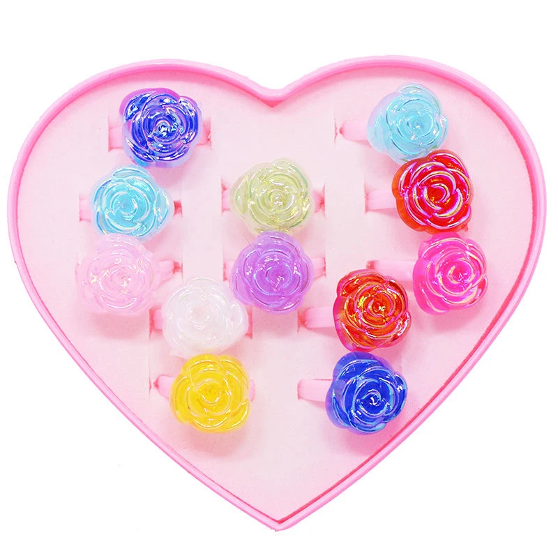 Cute Cartoon Gift Round Flower Crown Rings For Girls Children Jewelry Crystal Zircon Butterfly Ring for Kids Gift