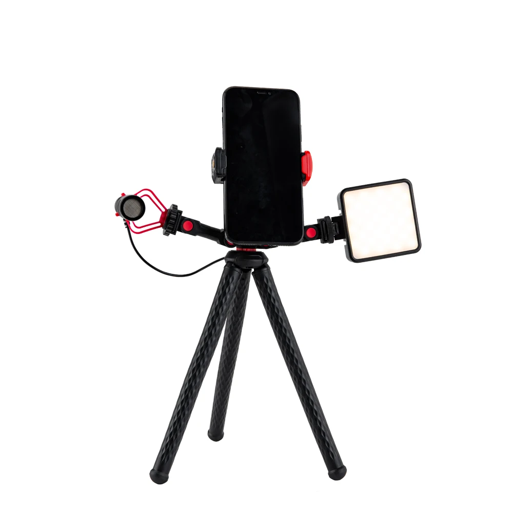 Fotopro Гибкий Осьминог штатив Vlogging комплект со светодиодной подсветкой и микрофоном для записи