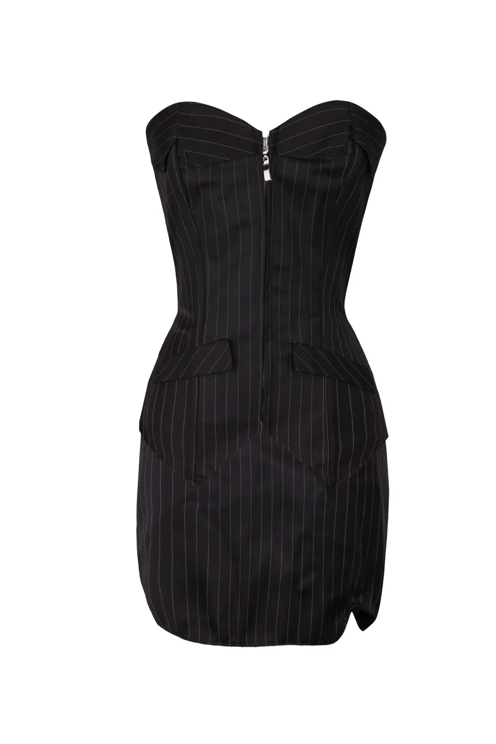 
Top Quality 3 In 1 Front Zipper Black Skirt Set Elastic Boned Overbust Corset For Women 