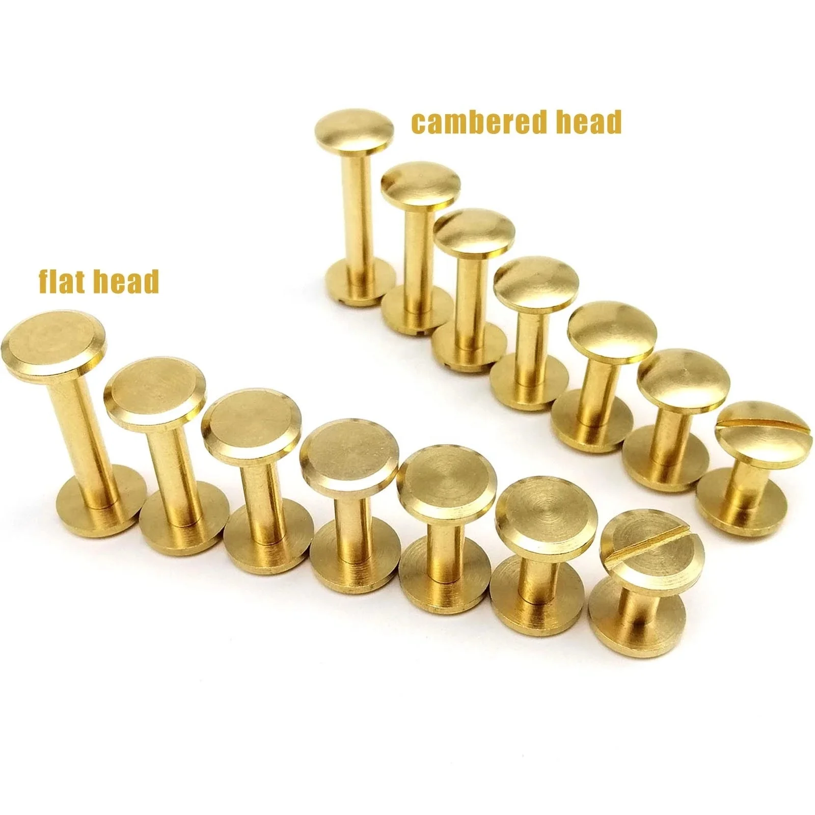 Solid Brass Copper Chicago Screw Nail Post Binding Rivet Round Head Stud for Leather Craft Wallet Bag Belt Strap Web Book