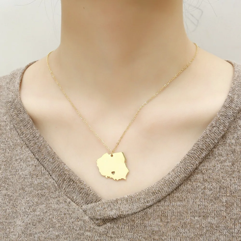 Creative Gold Plated National City Map Pendant Necklace No Fade Stainless Steel Portugal Uk Necklace For Women Men Jewelry Gifts