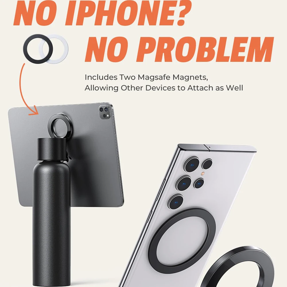 Hot Sell 24oz BPA FREE Double Walled Magnetic Magsafe Stainless Steel Gym Tripod Water Bottle With Magnetic Cell Phone Holder