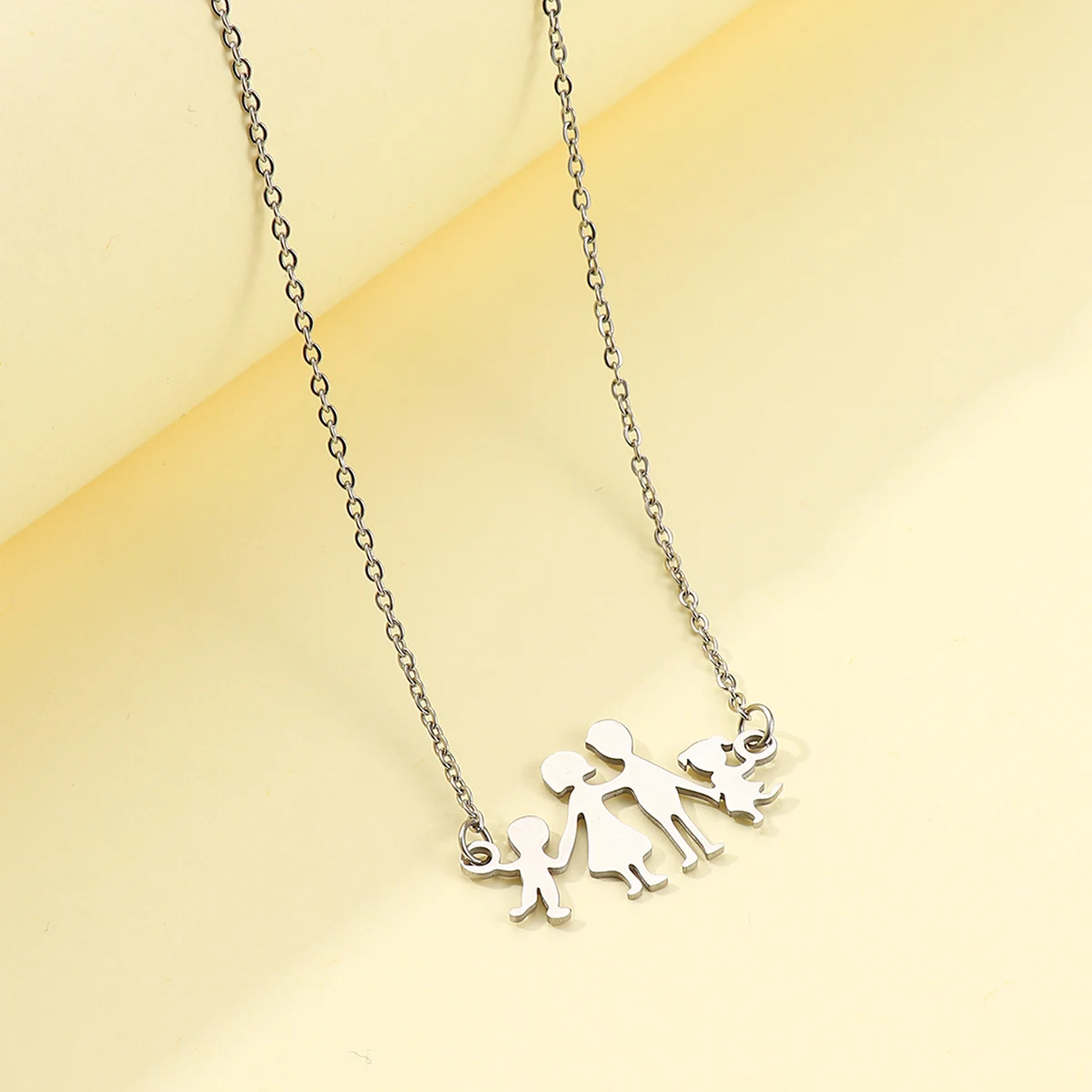 Family Mather Father Double Kids Necklace Hot Selling Stainless Steel Mama Dad Daughter Son Pendant Necklace For Lover Gift