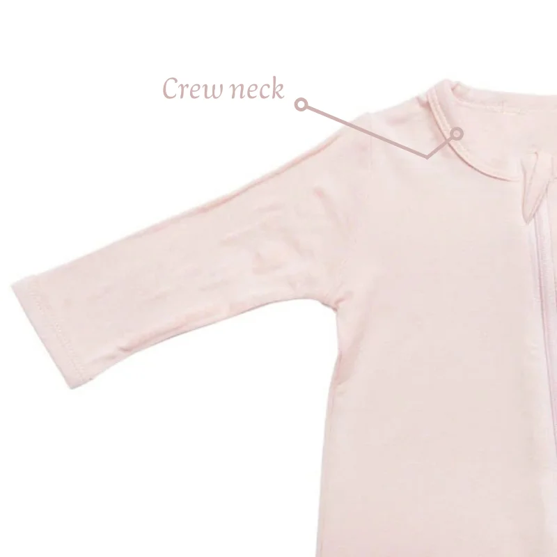 GOTS CE Certified Bamboo Baby Jumpsuit  Customizable Infant Clothes Footie Zipper Pink Baby Rompers