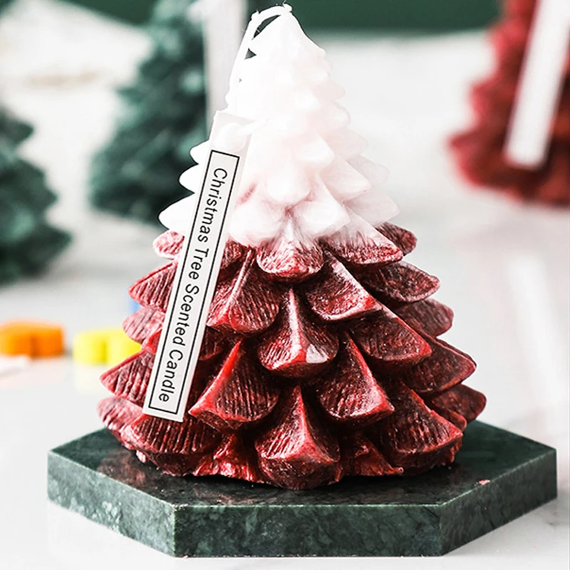 Handmade Christmas Tree Shaped Scented Candle Custom Home Decor Fragrance Candles