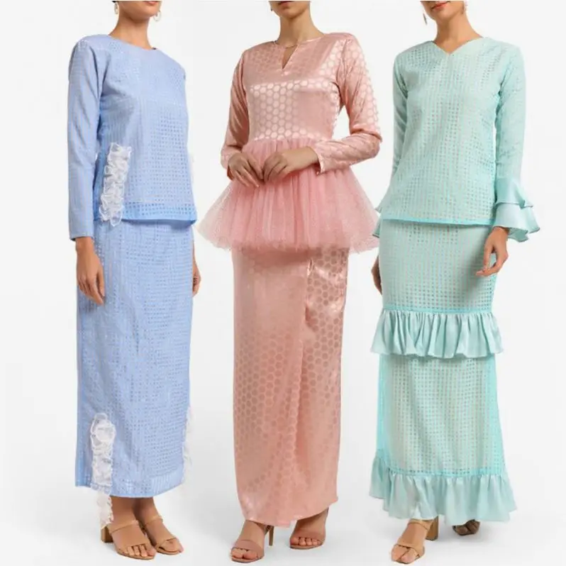 Hot Sell Loose Islamic Clothing Tunics Long Skirt Women Baju Kurung Muslim Dress