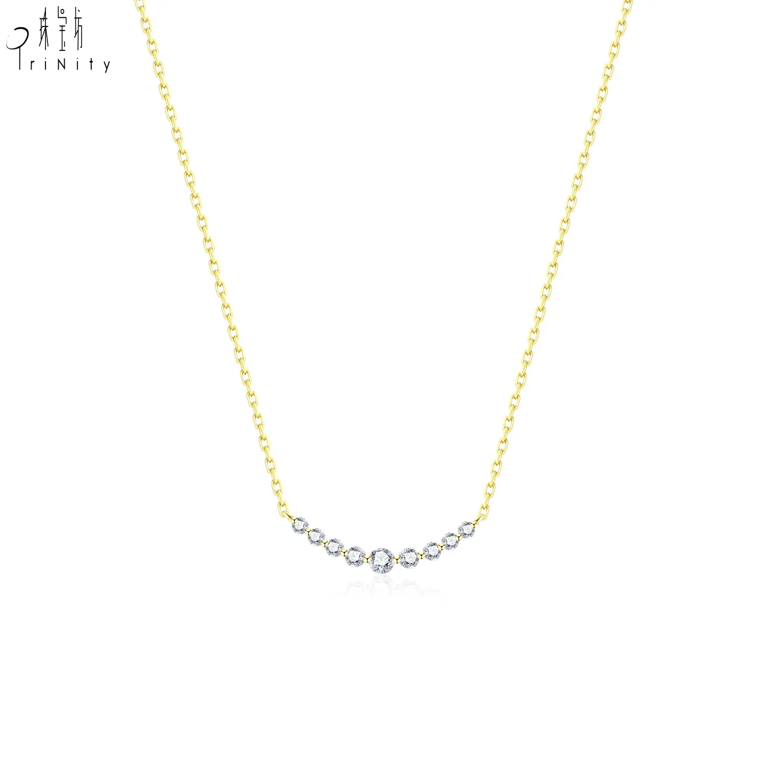High Quality Wholesale Price 18K Solid Gold Real Natural Diamond Smaller Version Smile Pendant Necklace For Ladies