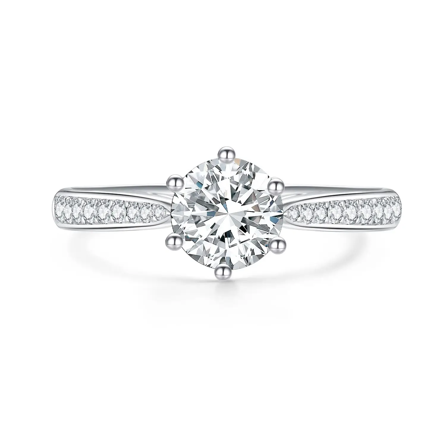 Classic 6 Claw Style Pave Shank Lab Grown Diamond 0.6ct 0.7ct 0.8ct Solitaire Ring 10K 18K Pure Gold Bridal Engagement Ring