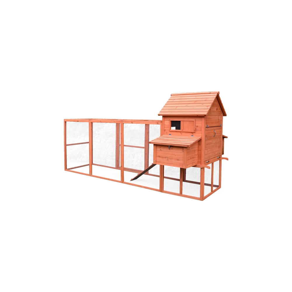 Large mobile wooden chicken coop with handle