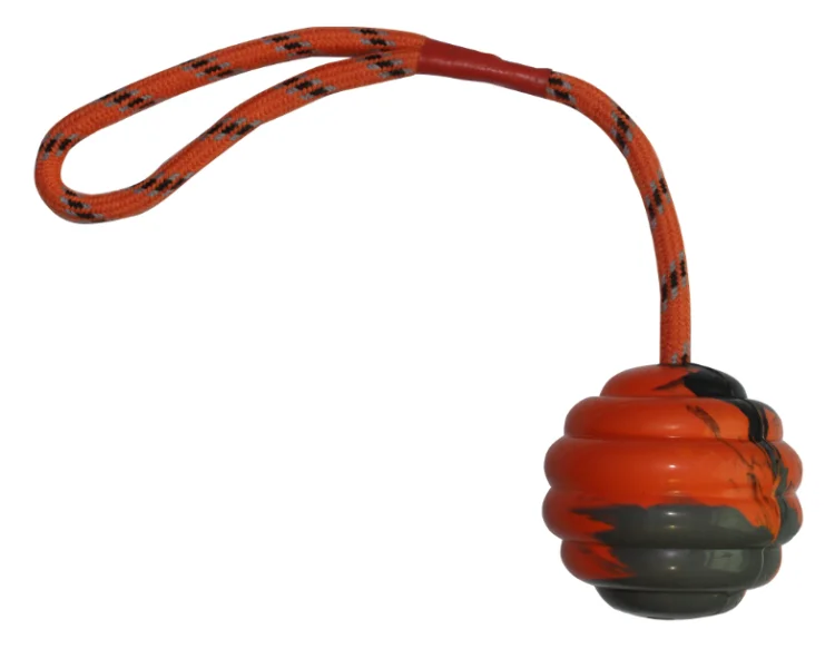 Natural Rubber Dog Interactive and Training Ball  Pet Toothbrush Toy Dog Chew Ball Toy with Rope