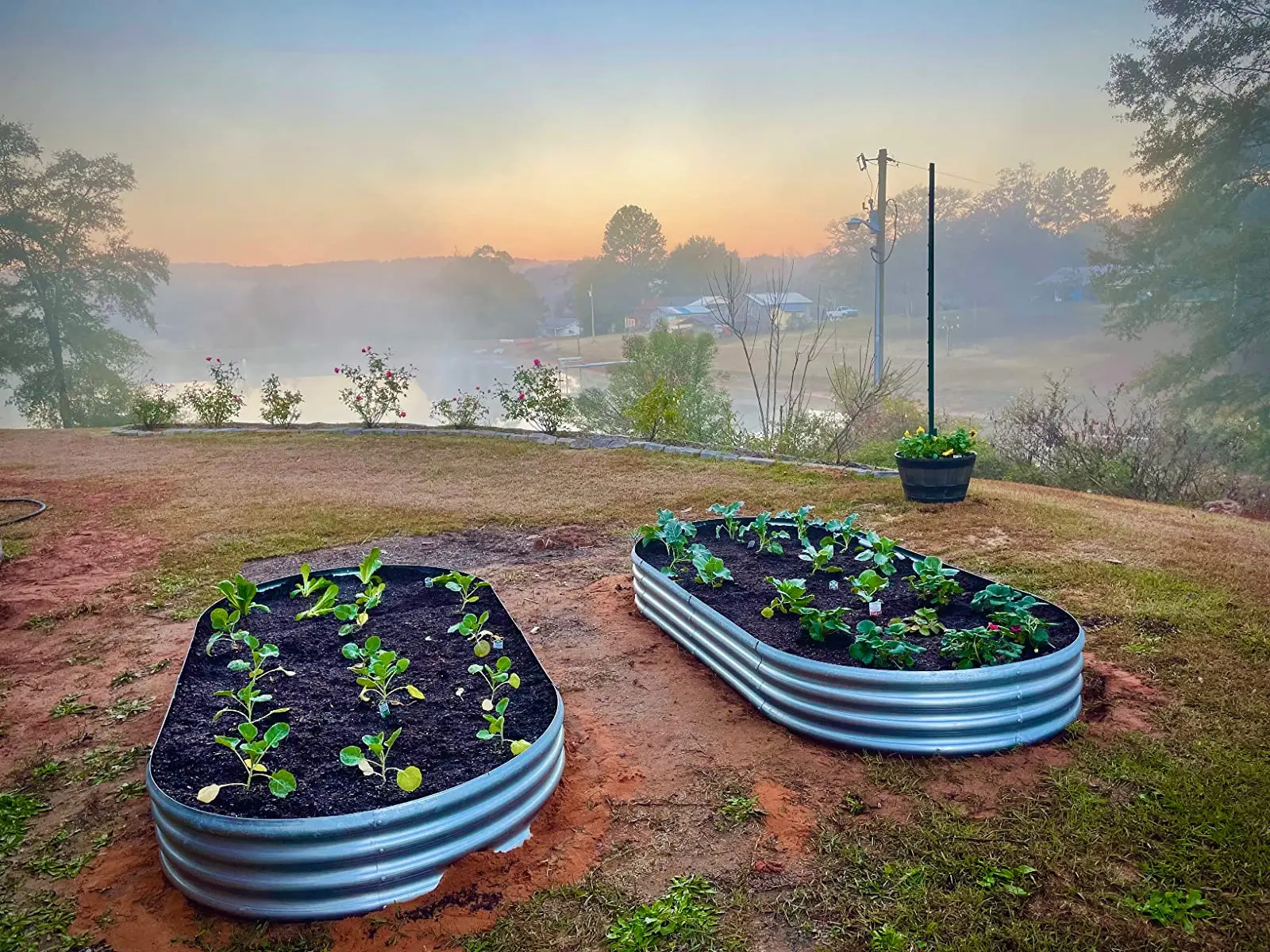 Galvanized Raised Garden Bed Kit,Planter Raised Garden Boxes Outdoor, Oval Large Metal Raised Garden Pot for Vegetables