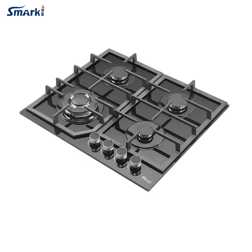 Y2024 Ceramic Glass Gas Hob 4 Burners Gas Cooktop Cast Iron Pan Support Grill Built in Gas Stove SG45914