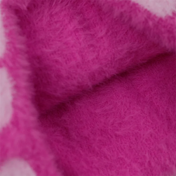 OEM Popular Style Unisex Girls Pink Colorful  mohair Winter Hats Custom Jacquard Toque Knit beanie