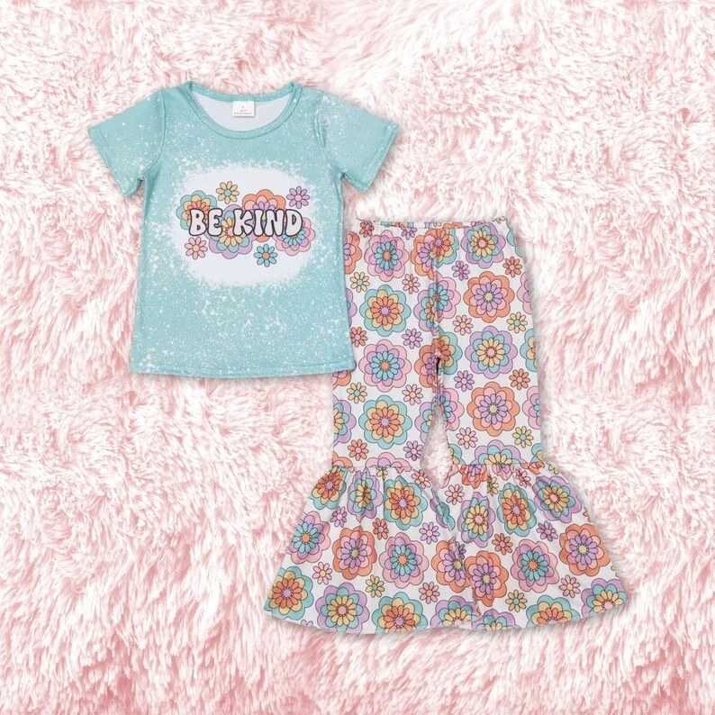 FuYu Western Style Toddler Girl Sassy Little Thing Outfit New Product Baby Girl Bell Bottom Outfit