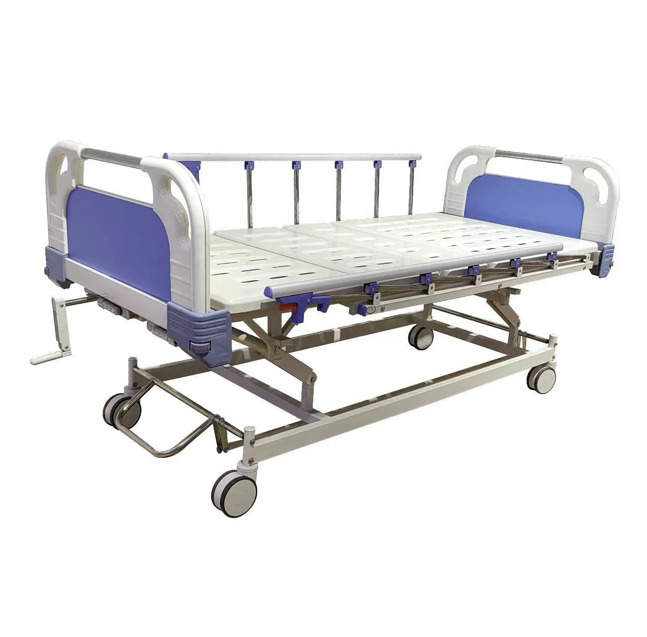 Iron Steel Medical Hospital Clinic Bed 1 Crank, 1 Function Adjustable Manual Simple Hospital Bed Price Low, Patient Nursing Bed