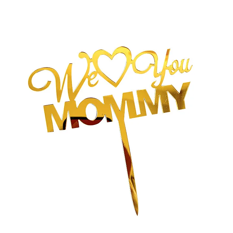 Ins style  happy birthday Mom dad honey dessert party decoration cake topper supplier Acrylic gold letter toppers
