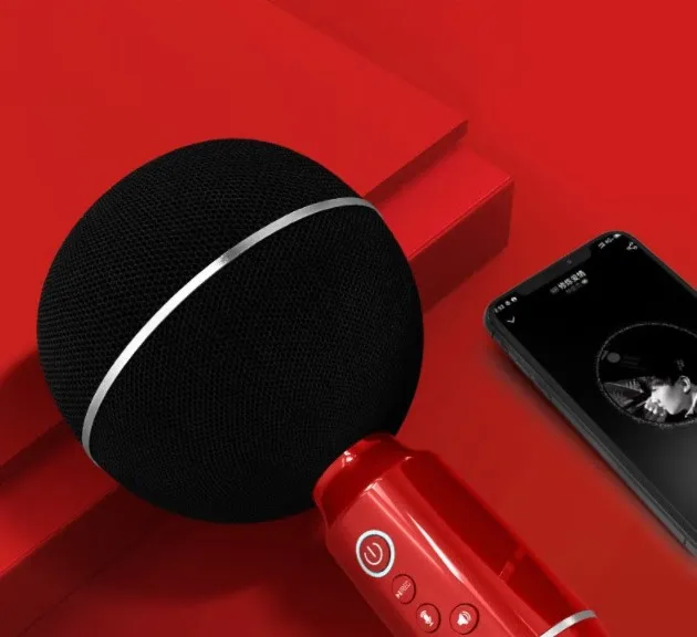 Sobast MC5 Home Party  Karaoke Wireless Microphone Speaker Mushroom Head Portable Handheld Studio Microphone For Mobile Phone