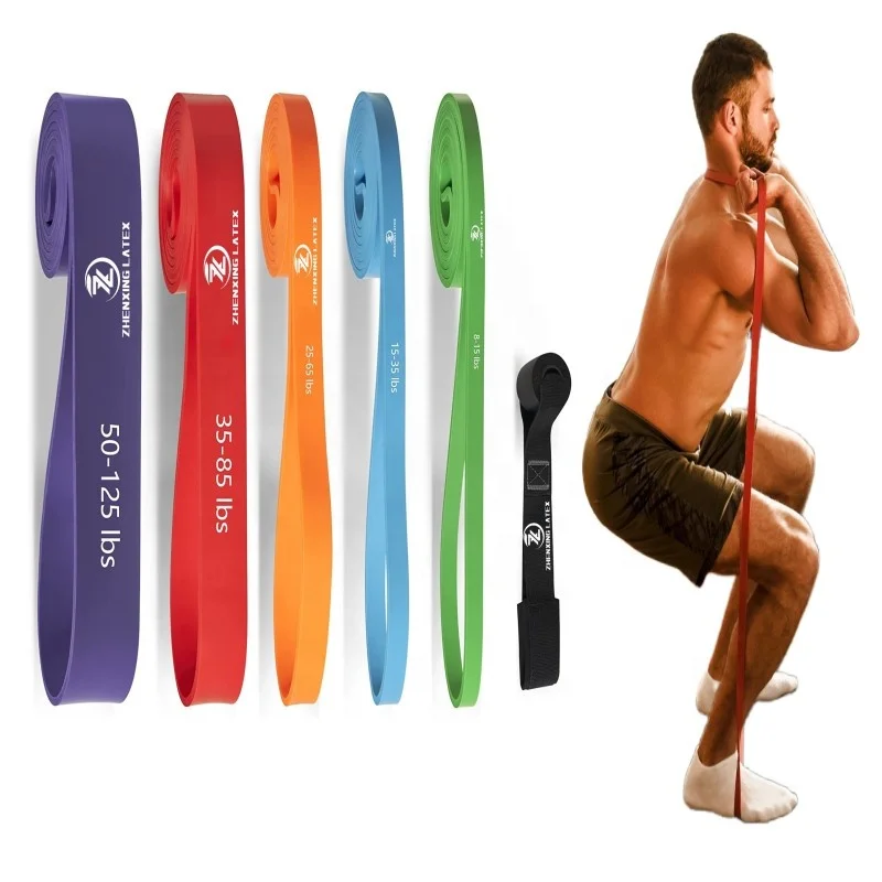 Fitness Rubber loop Long Resistance Bands Power Band Pull Up Bands Workout Set of 5