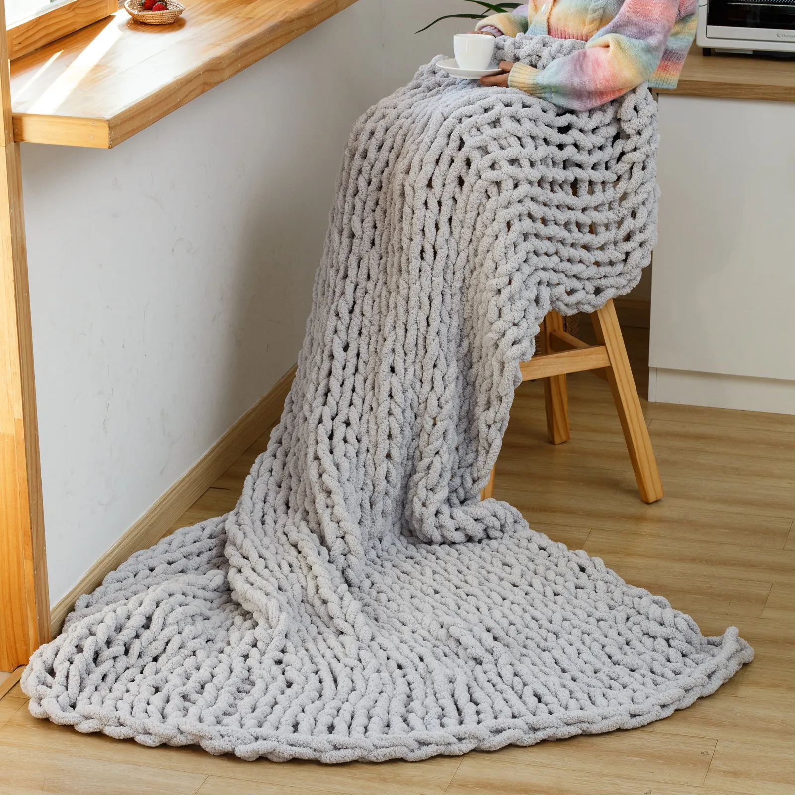 Pophorn Drop Shipping Heavy Fur Decorative Throw Pillow Weighted Blanket Cover Greenhouse Thermal Comfy Chenille Blanket