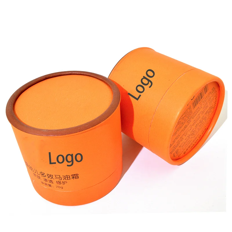 Manufactory Wholesale Custom Orange Color Printed Round Paper Tube Packaging Balm/Lip Gloss/Cream Cardboard Paper Tube