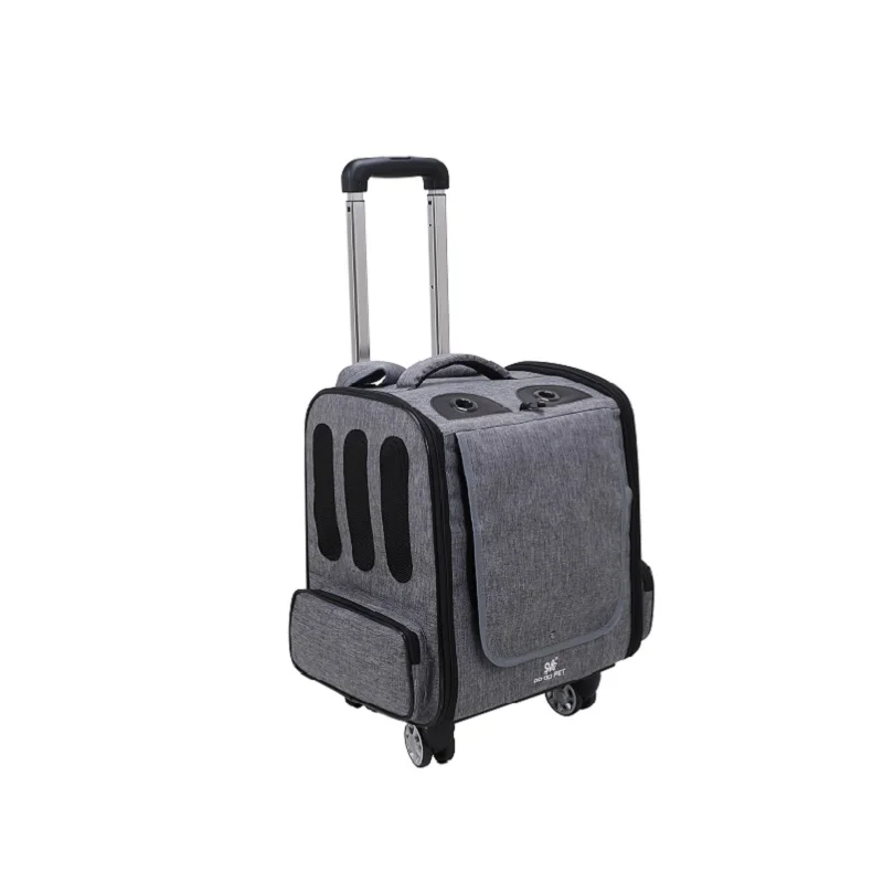 factory wheel dog pet trolley case travel transport cart bag backpack with wheels trolley for dogs and cats
