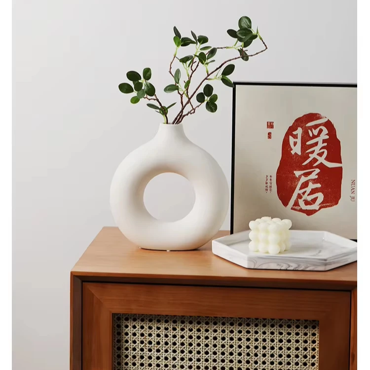 Retro Matte Ceramic Chinese Style Brown Decoration Big Modern Glass Custom Flower Outdoor Vase Liner