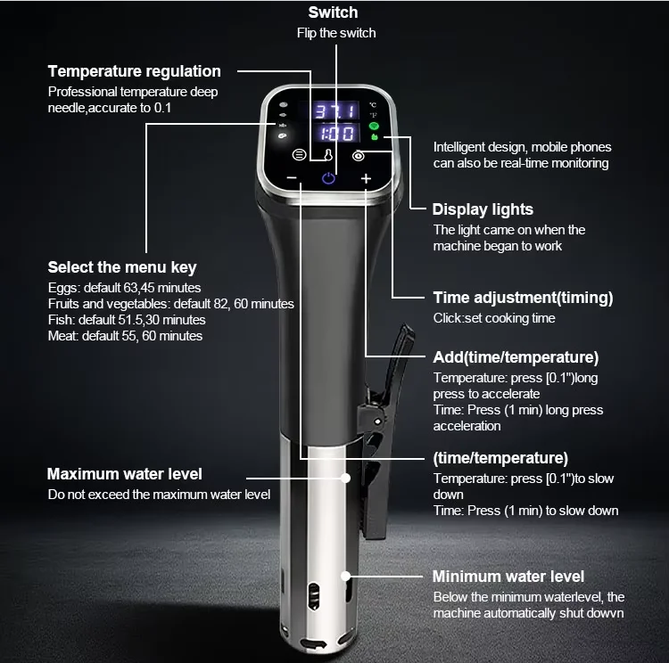 Smart Kitchen Appliances Accurate Control Vacuum Food cooker Slow Cooker Electric Sous Vide With Smart Control APP 2024