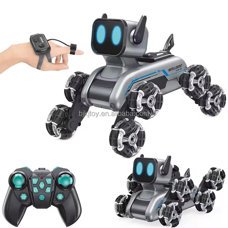 Hot Rc Robot Dog 18mins Play Time Light Up Music 8 Wheels Model Rc Stunt Car Robot Dog Toys Rc Cars