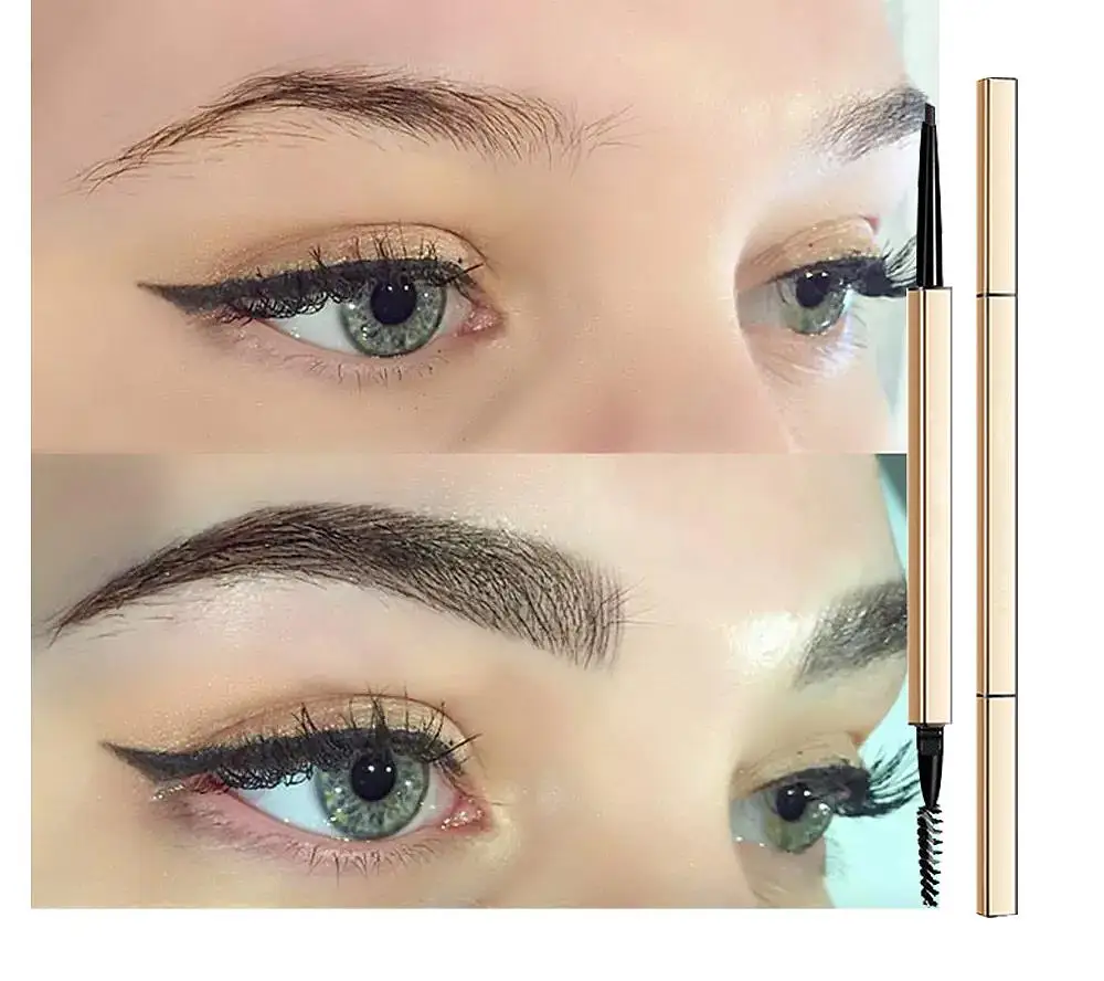 Private Label Eyebrow Pencil With Brush High Quality Waterproof High Pigmented Long Lasting 5 Color Super Fine Eyebrow Pen