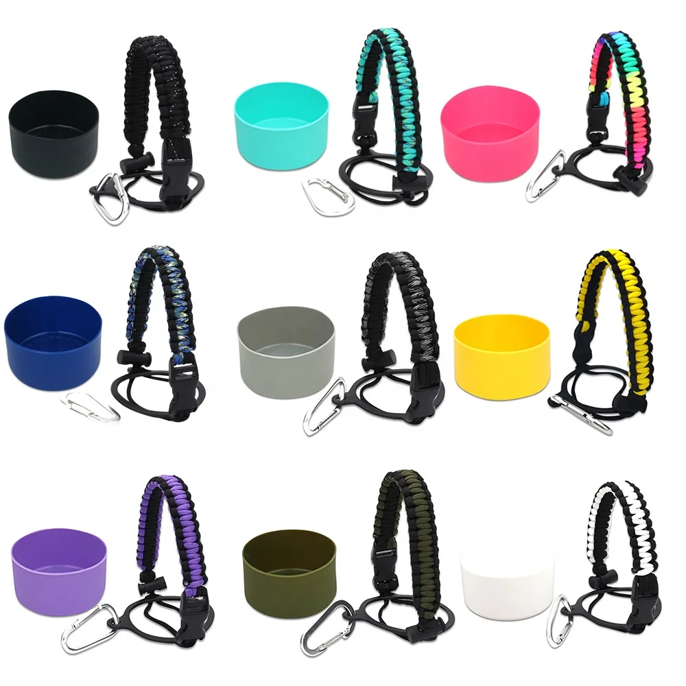 Customized colorful sport paracord weave handle for wide mouth water bottle holder