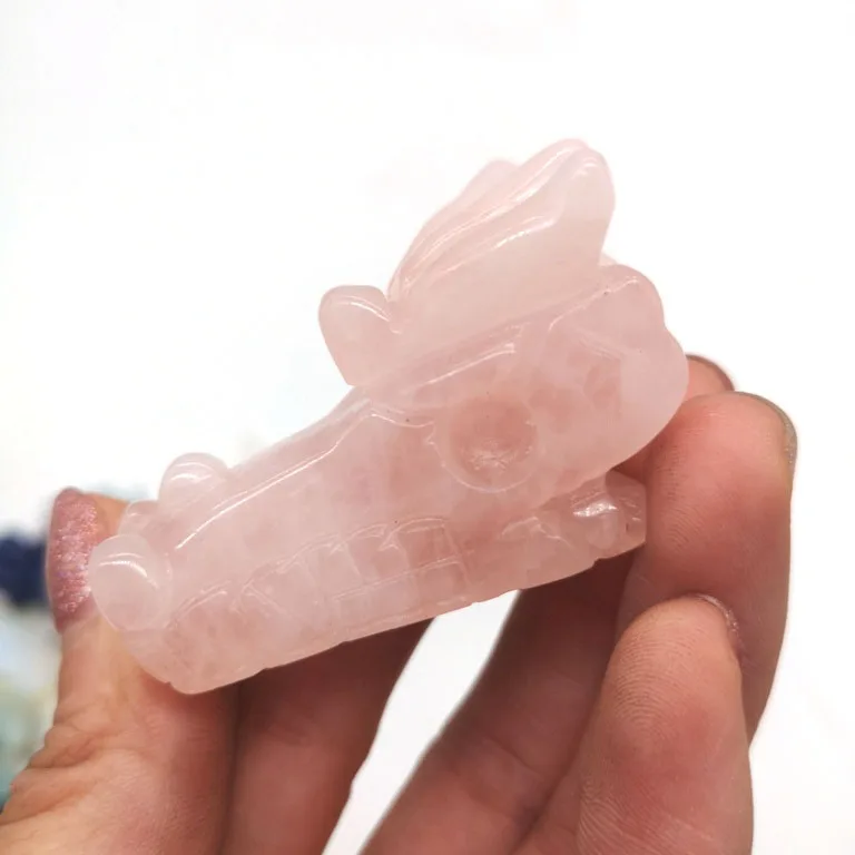 Mess Sale Natural Gemstone Crystal Carving Dragon Head White Crystal Crystal Craft