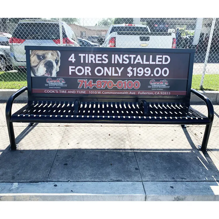 Уличная мебель металлическая уличная садовая терраса трехместная парковка уличная общественная автобусная остановка коммерческая рекламная скамейка производство