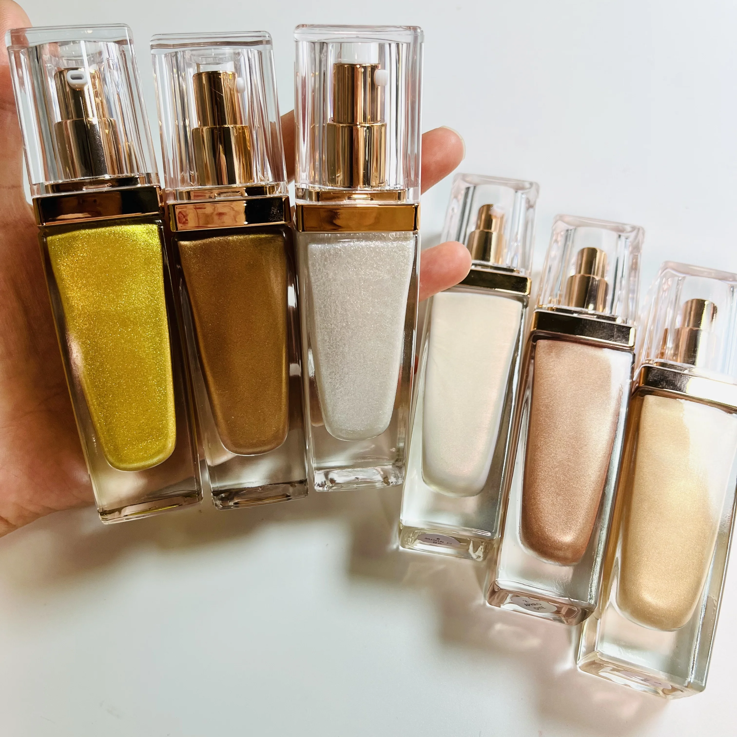 Оптовая продажа 6 видов цветов жидкий хайлайтер косметика макияж мерцающий Хайлайтер для тела