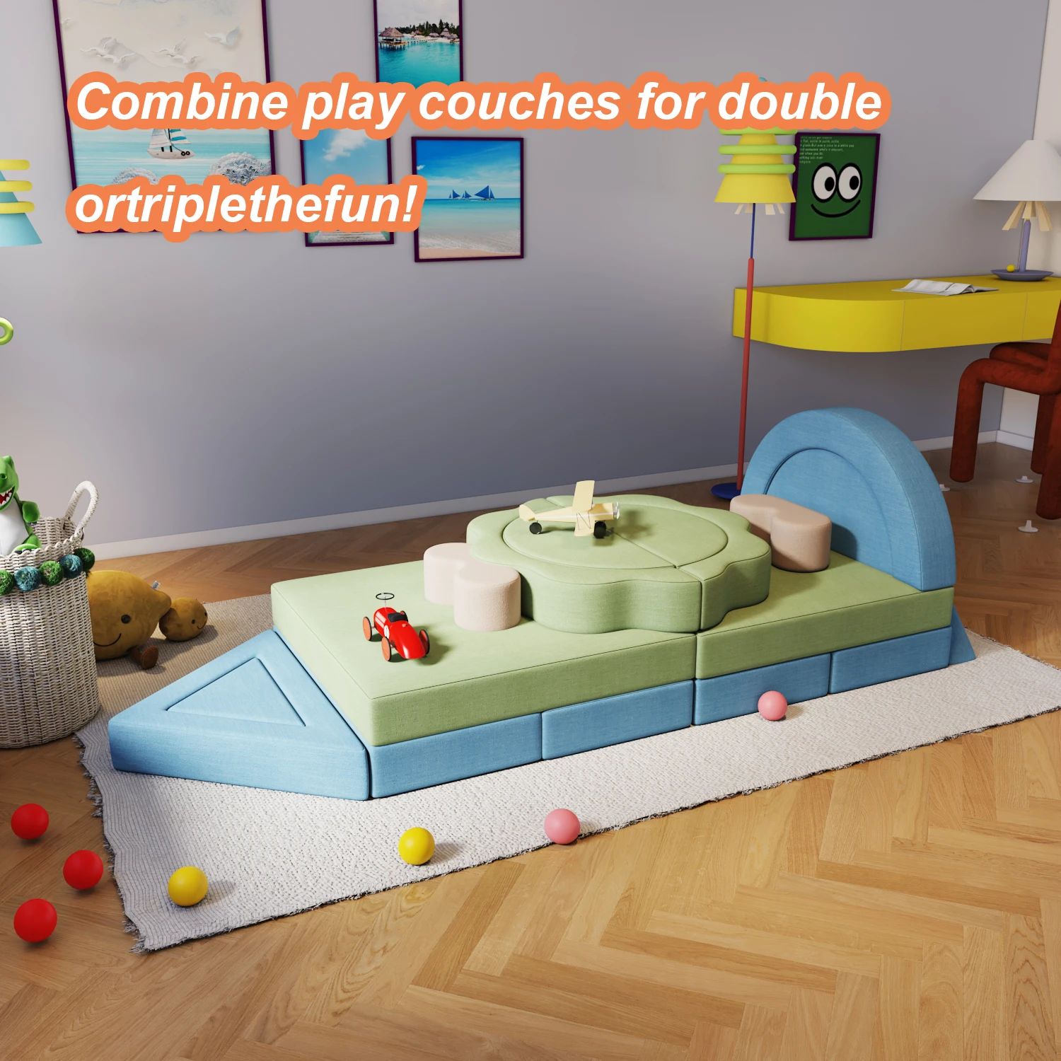 Modern kids playgrounds customization Sectional Sofa 18 PCS Playroom Imaginative Furniture Play Couch kids Sofa For living room